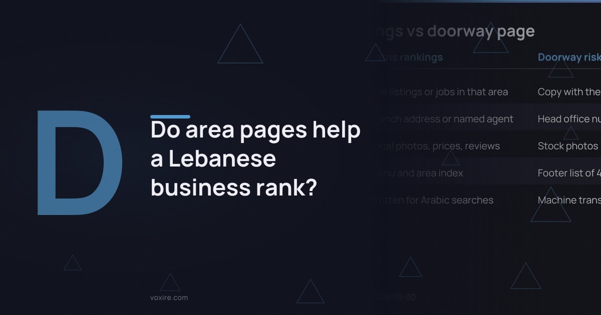 Do area pages help a Lebanese business rank?
