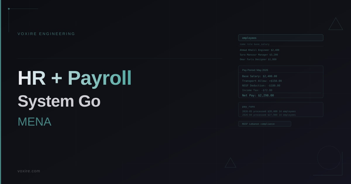 بناء نظام موارد بشرية وكشوف رواتب بـ Go للشركات في لبنان والمنطقة