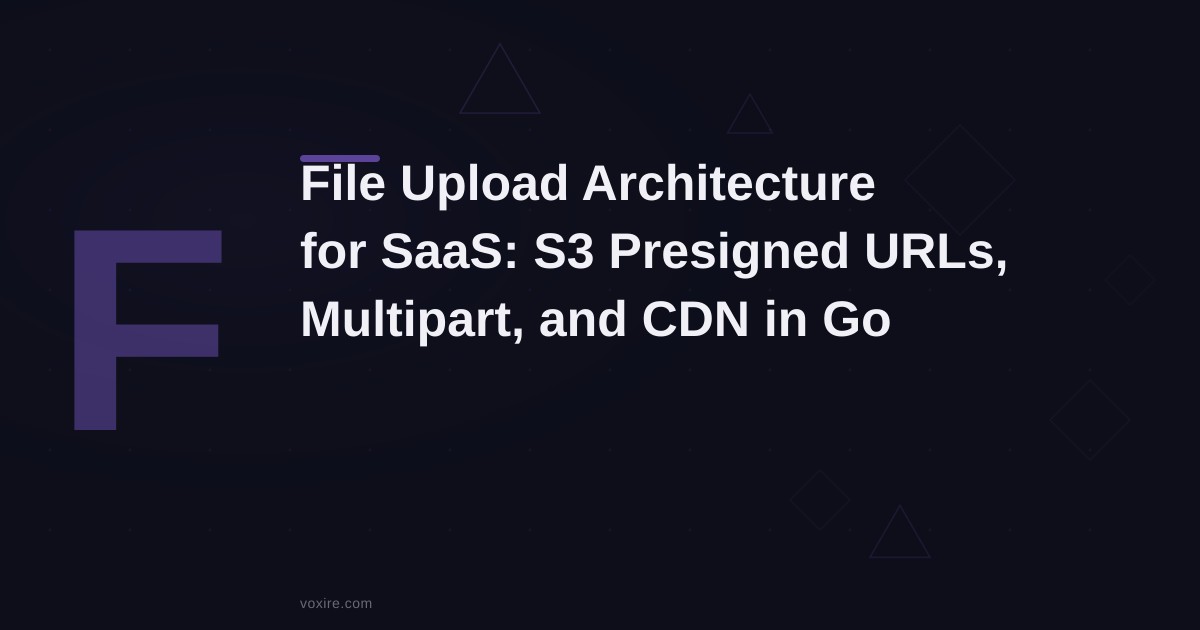 معمارية رفع الملفات في SaaS: Presigned URLs لـ S3 ورفع متعدد الأجزاء والتوصيل عبر CDN في Go